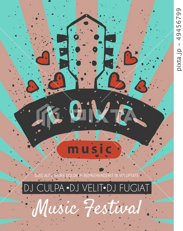 Love Music Festival Poster Vector Illustration のイラスト素材