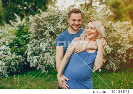 Wife with her husband in a summer park 49458871