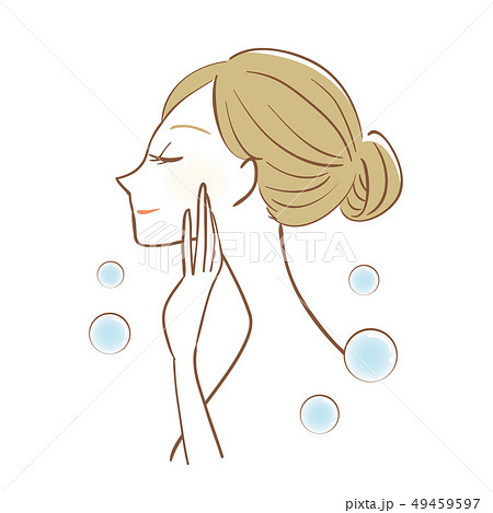 スキンケア 潤い 女性 横顔のイラスト素材