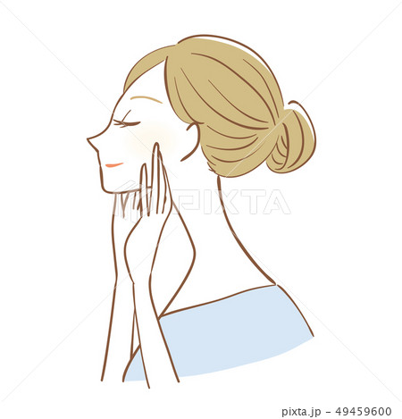 スキンケア 女性 横顔のイラスト素材
