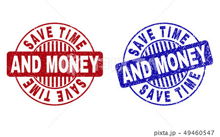 Grunge SAVE TIME AND MONEY Scratched Round Watermarks 49460547