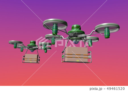 ドローン配達イメージ(編隊飛行・空バック) 49461520