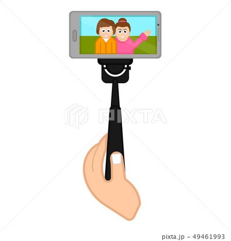 Smartphone on a selfiestick taking a photo 49461993