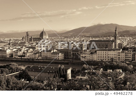 Florence skyline view rooftop black and white 49462278