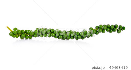 Fresh green peppercorns on white background 49463419