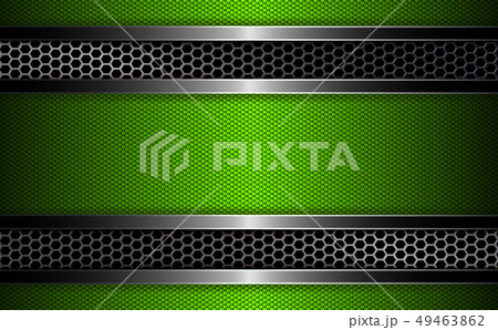 Geometric dark green texture composition with frame and metal edging. 49463862