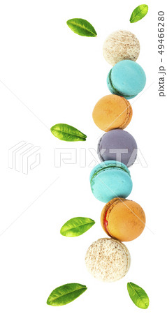 Macaron or macaroon on white. 49466280