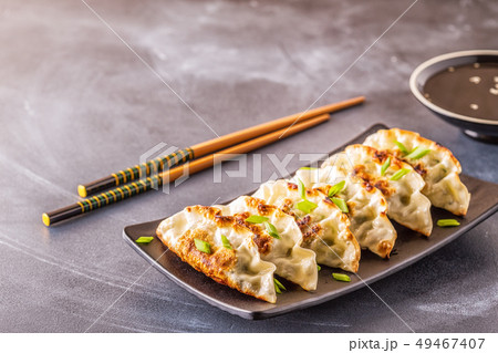 gyoza or dumplings snack with soy sauce gyoza or dumplings snack with soy sauce 49467407