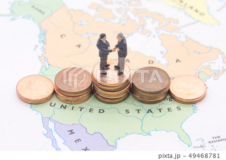 businessman standing on map American 49468781