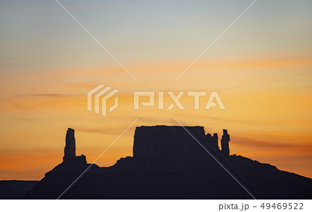 Silhouette of rock formations in Professor Valley in Arches National Park, Utah 49469522