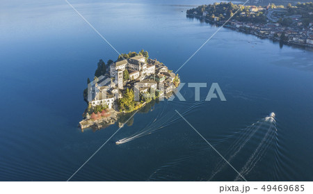 Aerial view of Isola San Giulio on Lake Maggiore, Italy 49469685