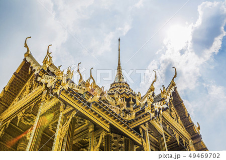 Low angle view of Wat Phra Kaew in Bangkok, Thailand 49469702
