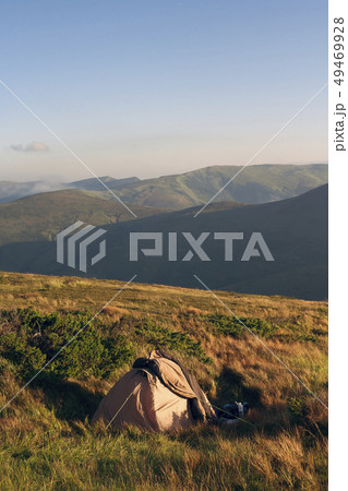 Tent in the Carpathian Mountain Range 49469928