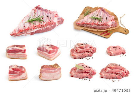 Uncooked meat on white background. Uncooked meat on white background. 49471032