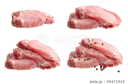 Uncooked pork stake on white background Uncooked pork stake on white background 49471033