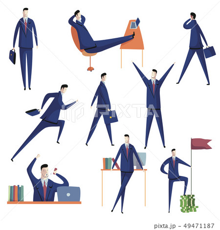 Businessman set. Worker in suit on white background. Businessman set. Worker in suit on white background. 49471187