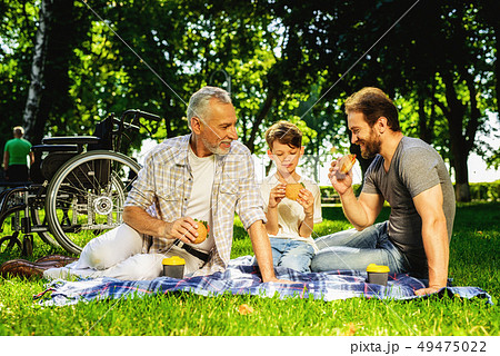 Family Meeting in Park. Relatives Have Picnic. Family Meeting in Park. Relatives Have Picnic. 49475022