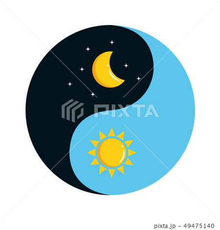 sun and moon in sky yin and yang day and night 49475140