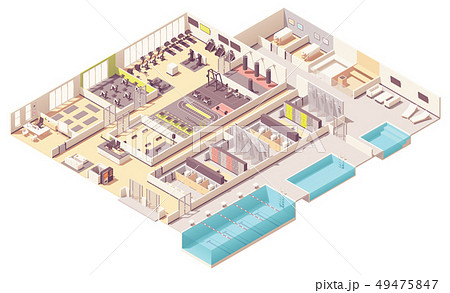 Vector isometric fitness club with swimming pool Vector isometric fitness club with swimming pool 49475847