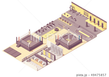 Vector isometric boxing gym interior 49475857