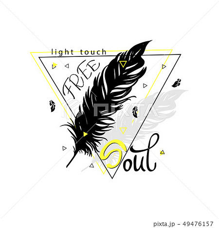 Free Soul. typography slogan print with feather Free Soul. typography slogan print with feather 49476157