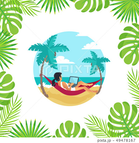 Distant Work Online, Lady in Hammock Freelance Distant Work Online, Lady in Hammock Freelance 49478167