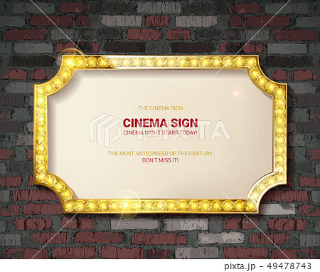 Marquee light gold board sign Marquee light gold board sign 49478743