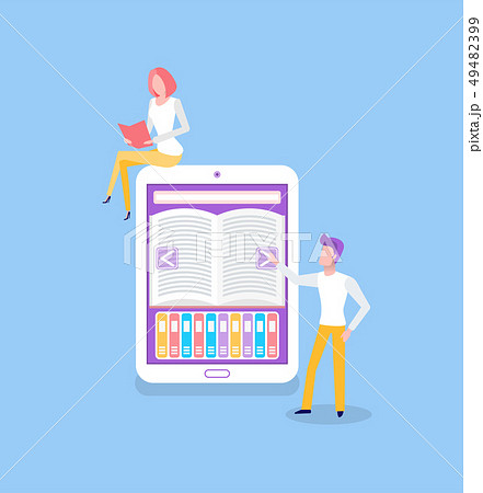 People Standing with Ebook Reading Publications 49482399