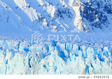 Blue ice and mountain. Winter Arctic 49482658