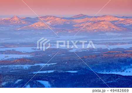 Blue winter landscape, birch tree forest with snow 49482669