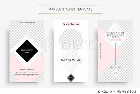 Set of Marble Stories template. Three banners. 49483153