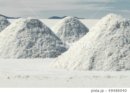 Drying Salt Piles At Salar De Uyuni, Bolivia Drying Salt Piles At Salar De Uyuni, Bolivia 49486040