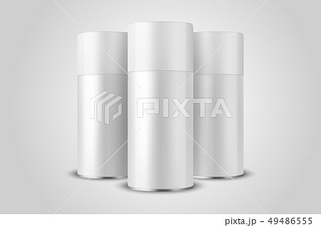Vector 3d Realistic White Blank Spray Can, Bottle Set Closeup Isolated on White Background. Design Vector 3d Realistic White Blank Spray Can, Bottle Set Closeup Isolated on White Background. Design 49486555