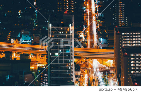 Aerial view of an intersection in Osaka 49486657