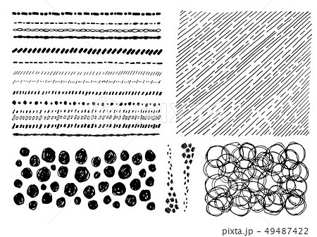 手書き 点線 丸 歪んだ四角 背景素材 ベクターのイラスト素材