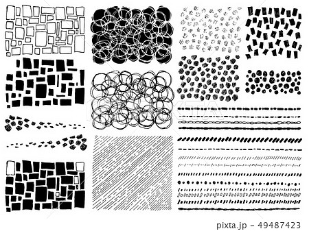 手書き 点線 丸 歪んだ四角 背景素材 ベクターのイラスト素材