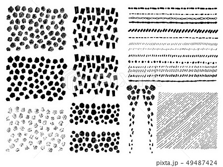 手書き 点線 丸 歪んだ四角 背景素材 ベクターのイラスト素材