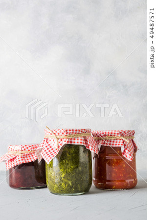 Various types of canned sauce for serving to meat. Various types of canned sauce for serving to meat. 49487571
