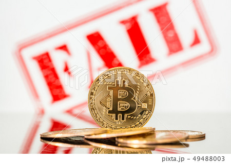 Bitcoin and FAIL lettering in the background. Price drop concept. 49488003