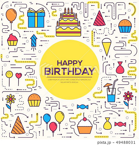 happy birthday set infographics template 49488031