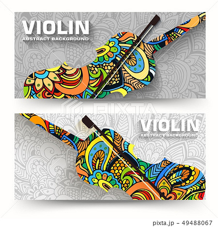 Hand drawn art abstract violin ban ners  49488067