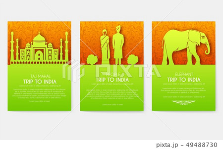 Set of India country ornament travel tour.  49488730