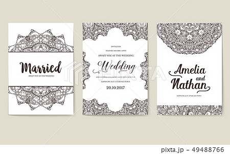 Lace abstract ornamental art brochure cards. 49488766