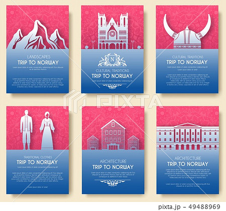 Set of Norway country ornament illustration. Set of Norway country ornament illustration. 49488969