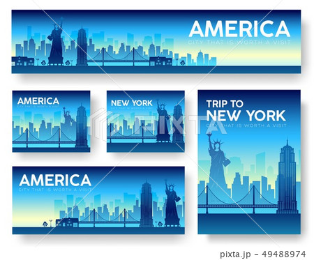 Set of USA landscape country ornament travel. 49488974