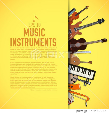 flat music instruments background concept.  49489027