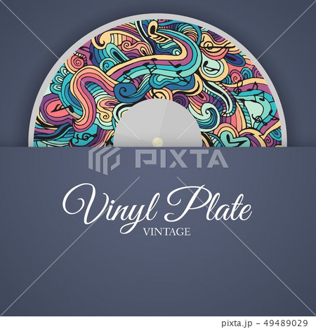 Retro hand drawn abstract vinyl plate. 49489029