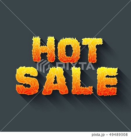 Fire hot sale text on a red background concept. 49489308