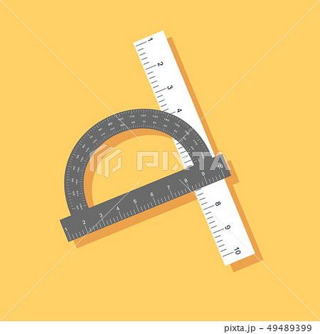 Flat straightedge with a long shadow on yellow Flat straightedge with a long shadow on yellow 49489399