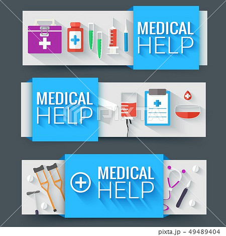 Medical flat horizontal banners concept 49489404